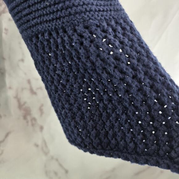 Foxcroft Sweater Womens XL Navy Cardigan Cotton Snap Button Up Crochet Sleeve - Picture 11 of 12